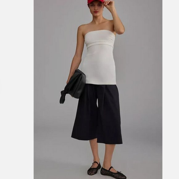 Anthropologie 6 NWT Cropped Wide Leg Trousers Pants Black...